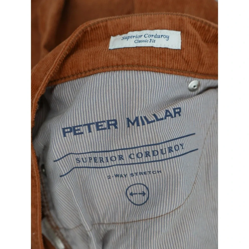 Peter Millar Superior Corduroy Pants Brown 5-Pocket Classic Fit Men's 33x34